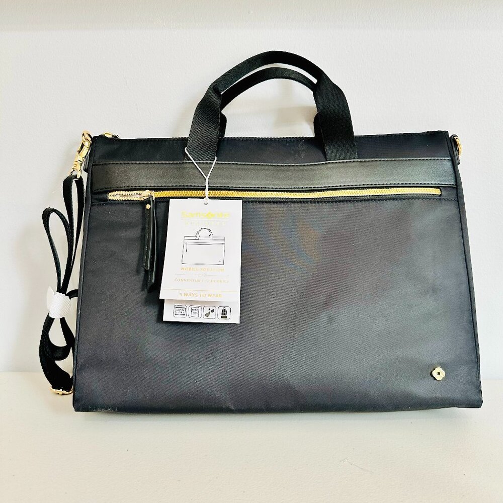 SAMSONITE BUSINESS 3-WAY LAPTOP CONVERTIBLE SLIM BRIEF MESSENGER BAG UNISEX